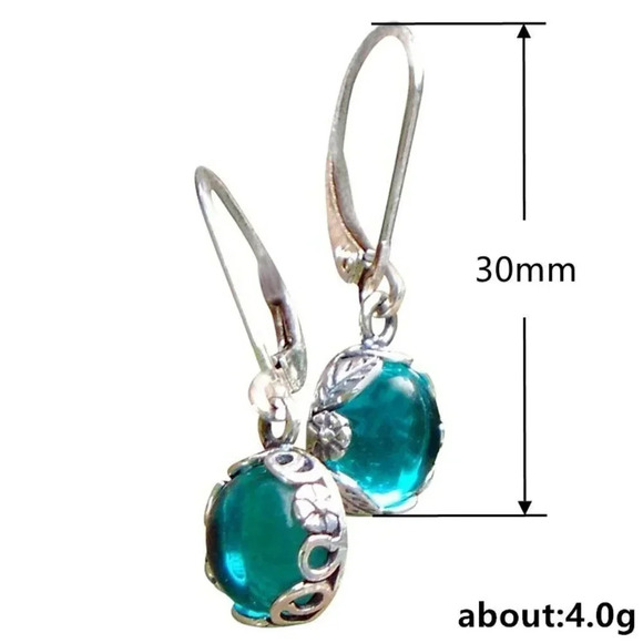 🎁925 silver plated Lab Crystal Korean Romantic Drop Earrings for WomenUNVN12476 - Picture 4 of 4